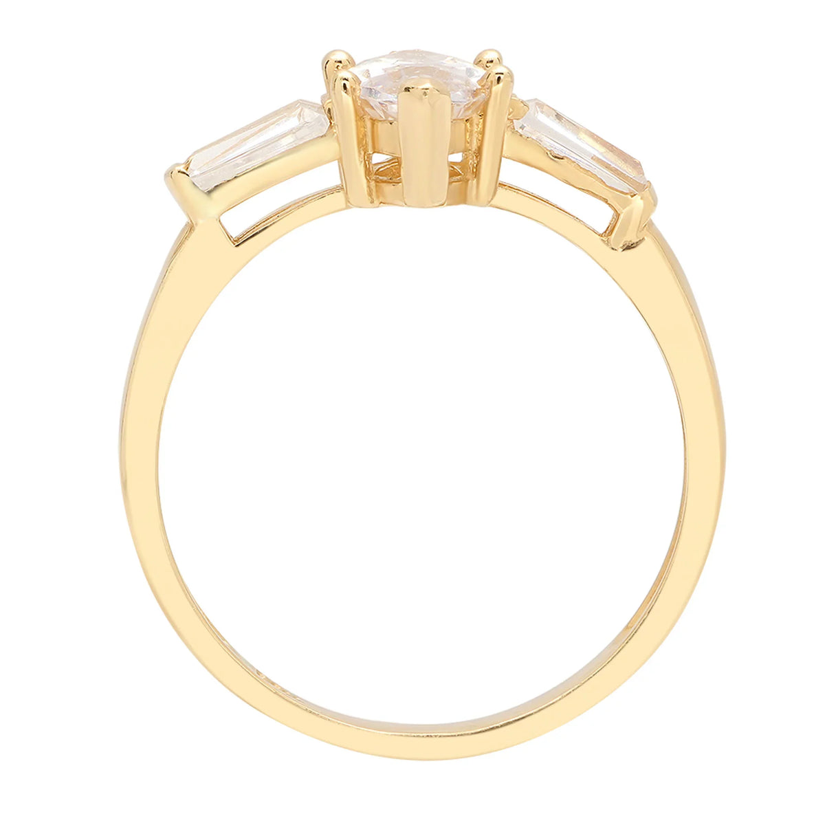 2.0 ct Brilliant Marquise Cut Simulated Diamond 14k Yellow Gold Three-Stone Ring SZ 10.5