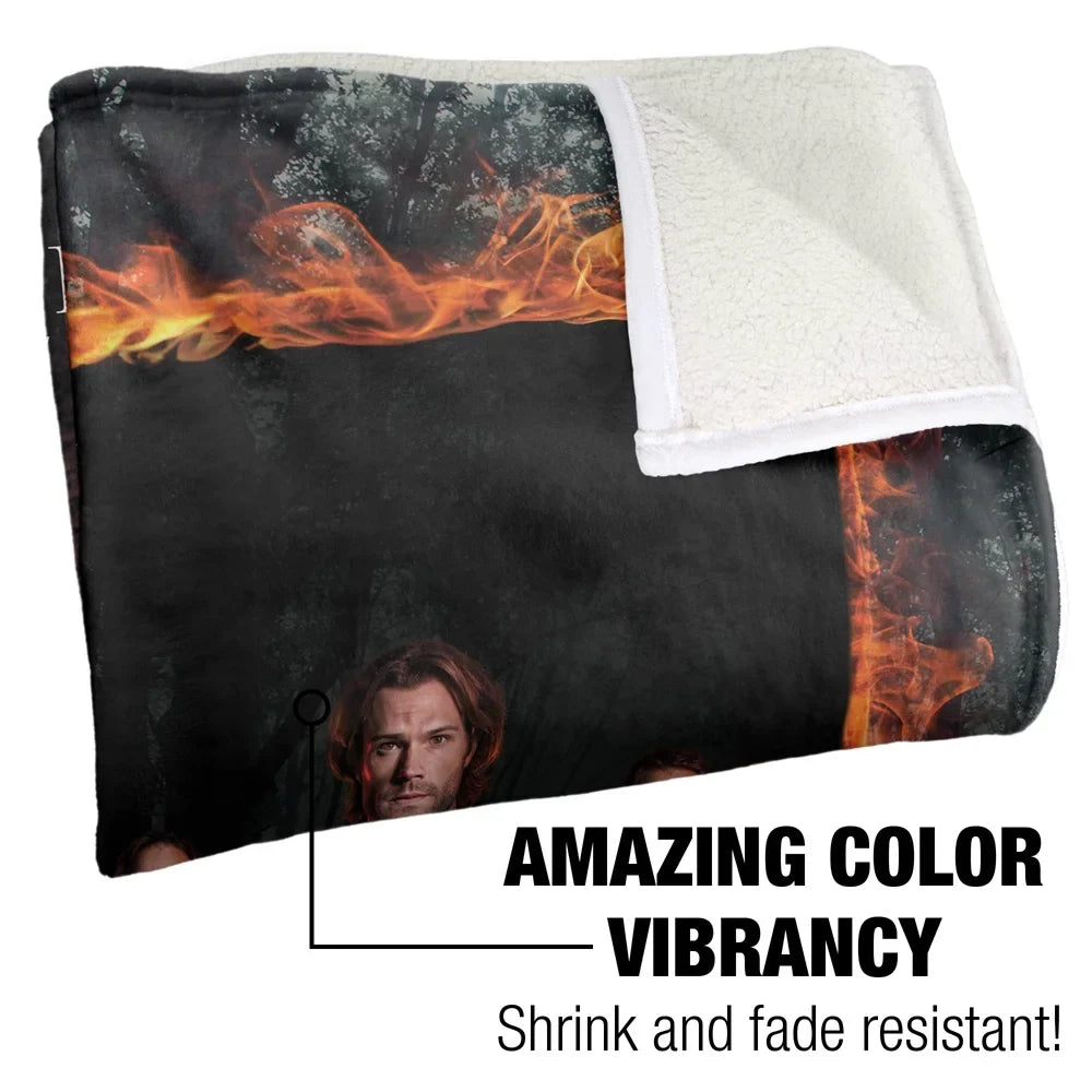 LOGOVISION Supernatural Blanket, 50*60inch, Fire Frame Silky Touch Sherpa Back Super Soft Throw Blanket