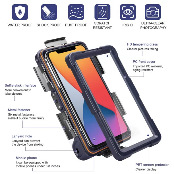 UrbanX Professional [15m/50ft] Swimming Diving Surfing Snorkeling Photo Video Fluid Protective Case Liquid Housing for Micromax Bolt Selfie Q424 And all Phones Up to 6.9 Inch LCD with Lanyard