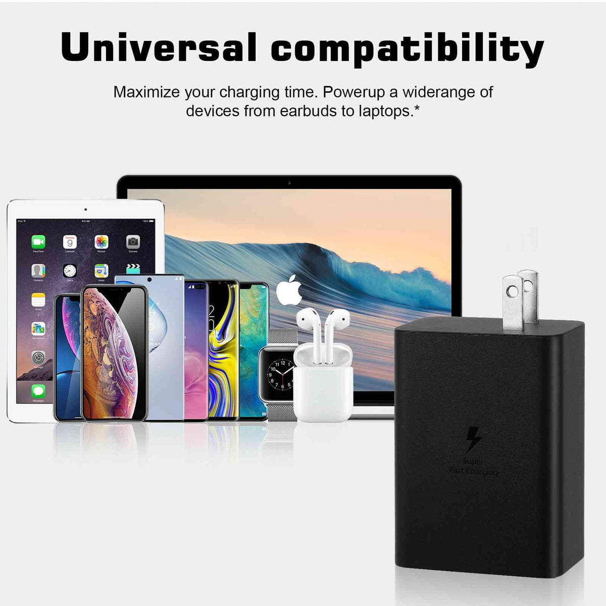 65W Fast Travel Charger with 3 Ports - USB & Dual USB-C High-Speed Charging for ZTE Axon 30 5G/Blade V30/nubia Red Magic 6R/Axon 30 Ultra 5G/Axon 30 Pro 5G iPhone, Galaxy, Portable computer Phones