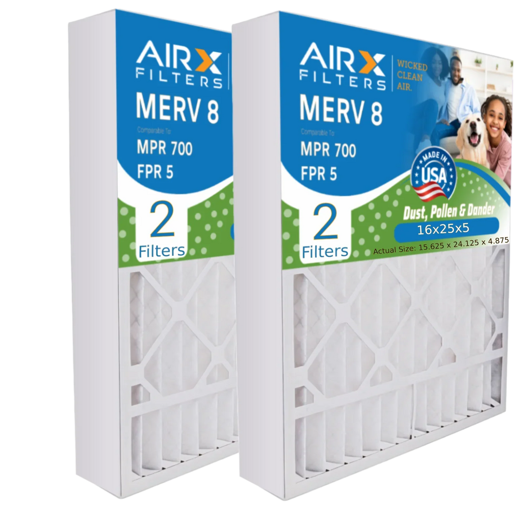16x25x5 Air Filter MERV 8 Comparable to MPR 700 & FPR 5 Compatible with ReservePro 4511 Premium USA Made 16x25x5 Furnace Filter 2 Pack by AIRX FILTERS WICKED CLEAN AIR.