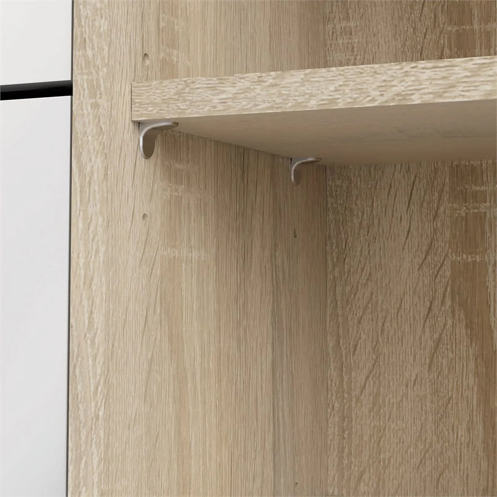 Allora 3 Drawer Shoe Cabinet & Door in Oak-White High Gloss with 2 Layers