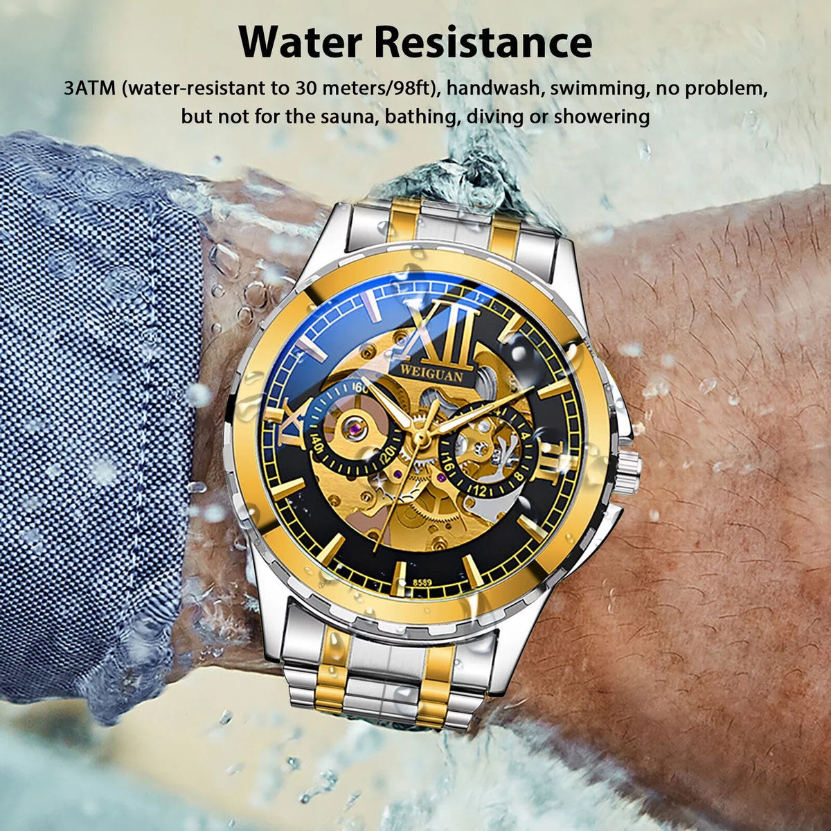 Men Luxury Watch Automatic Mechanical Stainless Steel Business Fluid Wrist