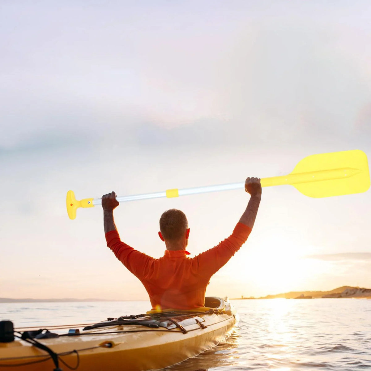 BAOSITY Canoeing Paddle Flexible Tough Beginners Float Boat Paddle Boat Oars for Canoe Outdoor Activities Sports Kayaking Yellow
