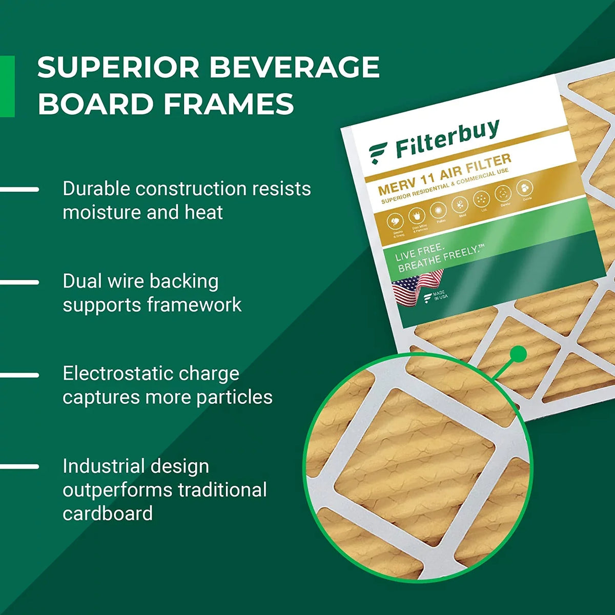 Filterbuy 16x36x2 MERV 11 Pleated HVAC AC Furnace Air Filters (6-Pack)