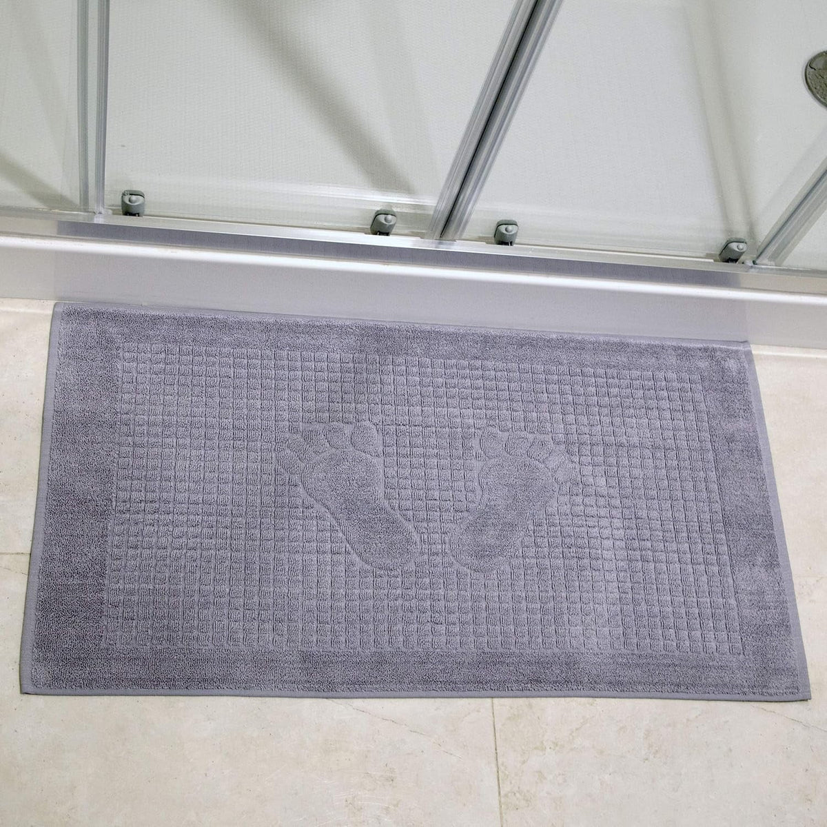 4 Pack Cotton Bath Mat Set For Bathroom Floor Towel - Turkish Bath Mat Set Of 4-100% Cotton Reversible Washable Absorbent Feet Towel 18 X 34 Inches Grey
