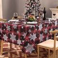 UMINEUX Christmas Tablecloth with Flannel Backing, Liquid Wipeable Vinyl Rectangle Table Cover for Xmas Parties/Wedding/Holiday/Decoration Use - Heavy Duty Table Cover(60x102 Inch, Snowflake)