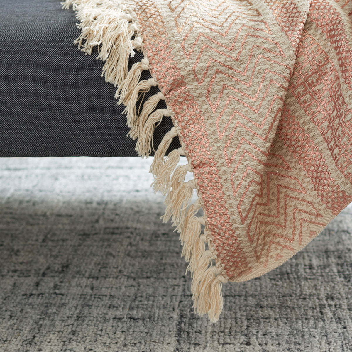 SAFAVIEH Becks Striped Throw with Fringe, 60" x 72", Metal