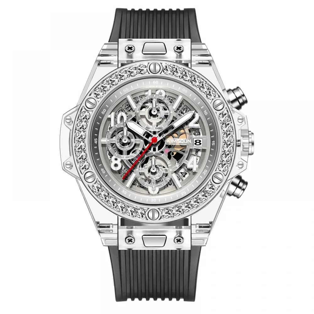 Jinshidun Brand Diamond-Embedded Transparent Quartz Watch Fluid Net Red Watch Men's Lady Couple Watch Fashion Best-Seller on Douyin