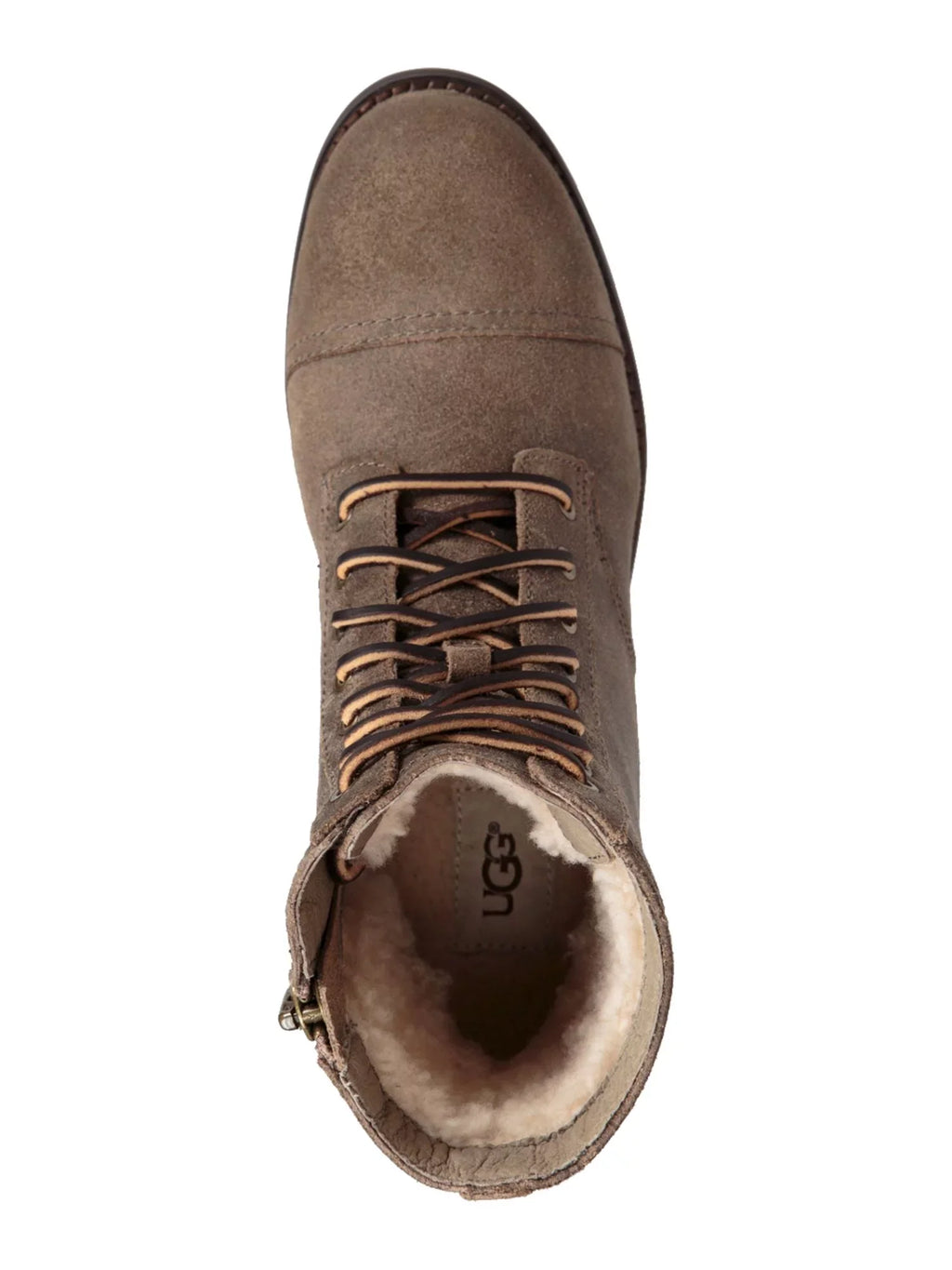 UGG Womens Gray Lace Up Textured Fluid Embossed Logo Lug Sole Padded Kilmer Ii Round Toe Block Heel Zip-Up Leather Boots 7