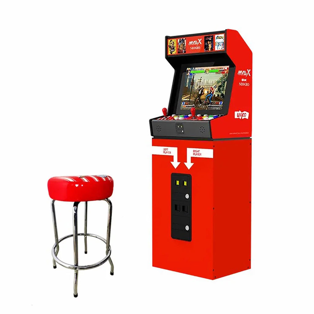 Unico SNK NEOGEO MVSX Arcade with Base and Stool Set, Pre-loaded 50 SNK Official Genuine Retro Games, Support Two Players Fight Together by 2 Joysticks