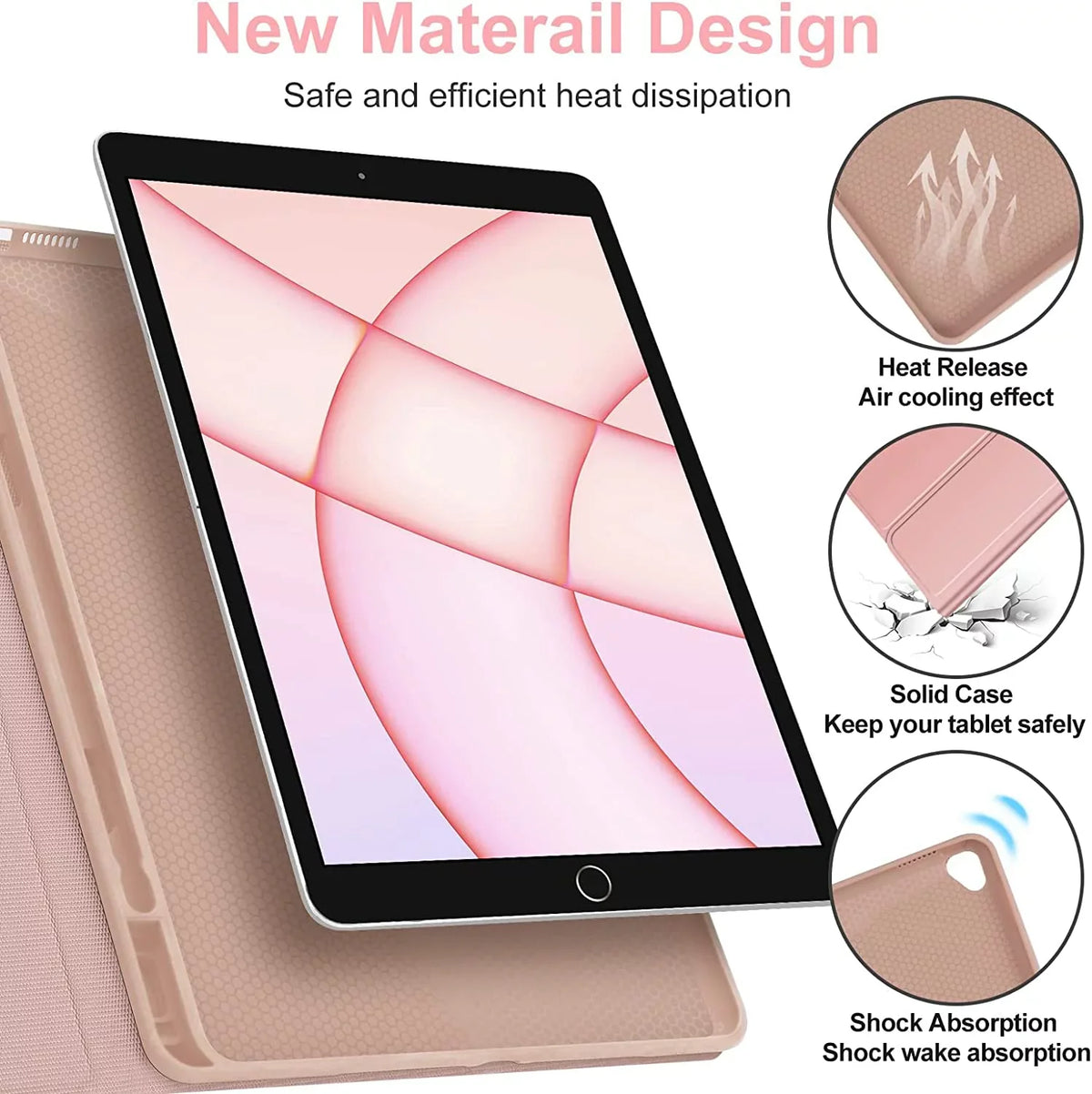 Kvago iPad Keyboard Case for iPad Air 5th Gen 2022 Bluetooth Keyboard Built-in Pencil Holder Pink