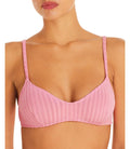 Solid & Striped The Rachel Ribbed Bikini Top, Pink, Medium