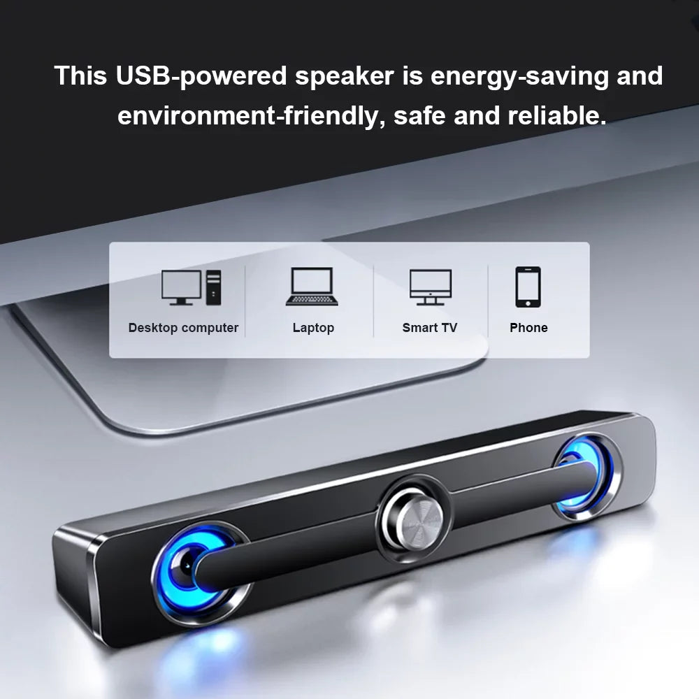 Wired Speaker, V-111 Computer Speaker USB Wired Powerful Bar Stereo Subwoofer Bass Speaker Surround Sound Box for PC Portable computer Phone Tablet MP3 MP4