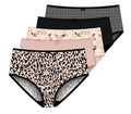 Delta Burke Women's Stretch Microfiber Brief Panties 5-Pack Colors Peach Whip - Leopard - Solids - Geometric Size 9
