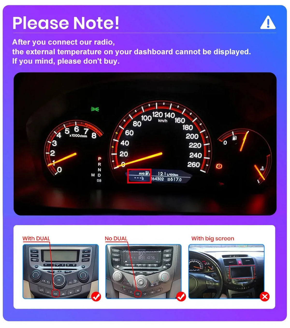 2+32G for Honda Accord 2003 to 2007 Wireless Carplay Android Auto Mirror Link 10.1'' Monitor Car Stereo Radio Android 13 Bluetooth GPS Wifi Hifi, AHD Backup Camera
