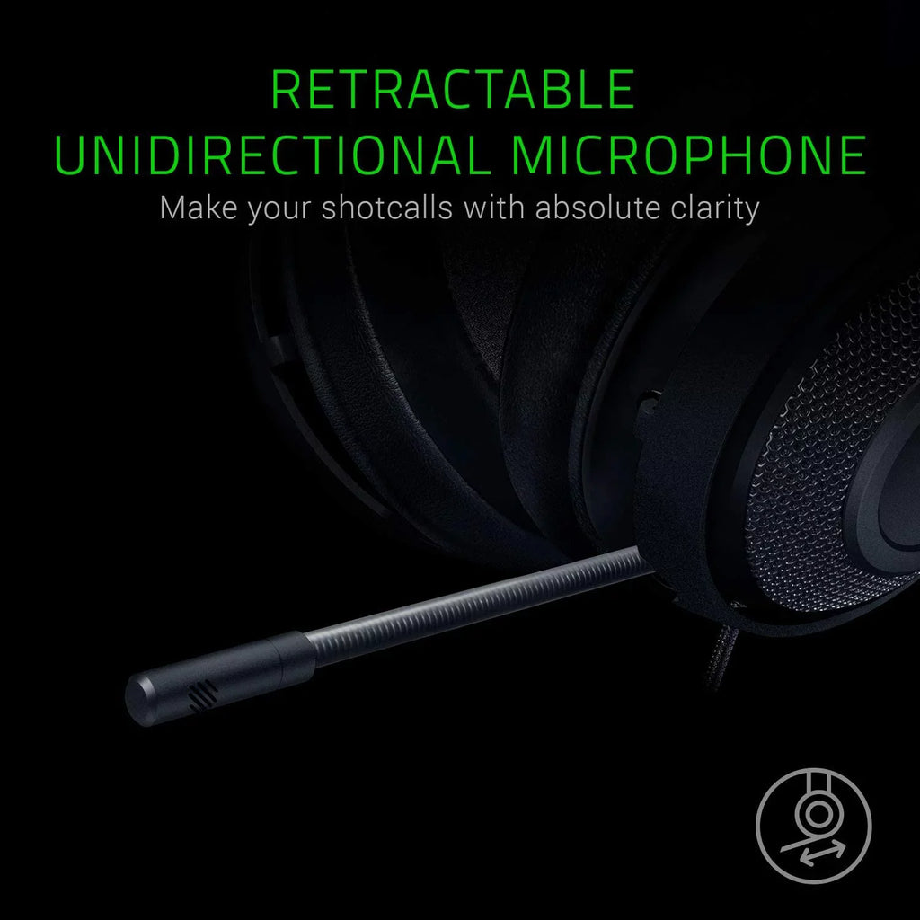 Second-hand Razer Kraken Gaming Headset: Lightweight Aluminum Frame, Retractable Noise Isolating Microphone, for PC, PS4, PS5, Switch, Xbox One, Xbox Series X & S, Mobile, 3.5 mm Audio Jack