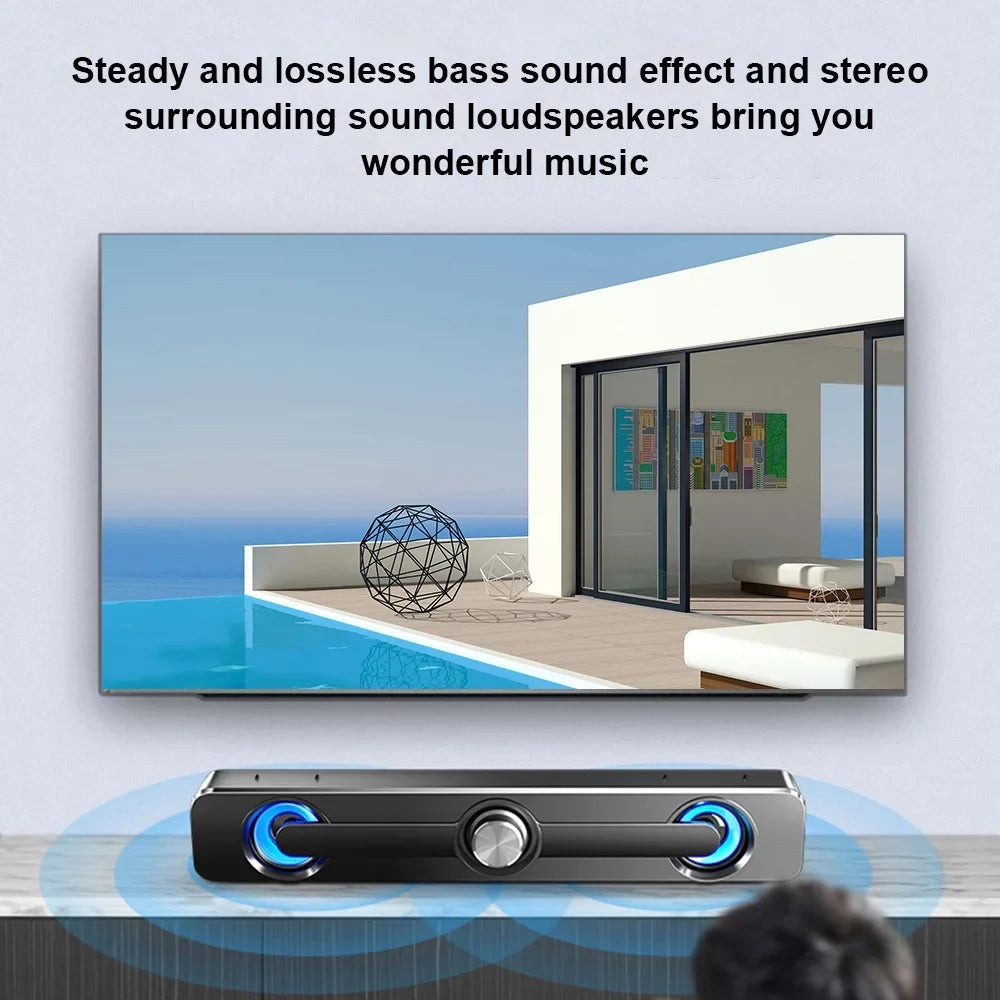 Andoer V-111 Computer Speaker USB Wired Powerful Bar Stereo Subwoofer Bass Speaker Surround Sound Box for PC Mobile pc Phone Tablet MP3 MP4