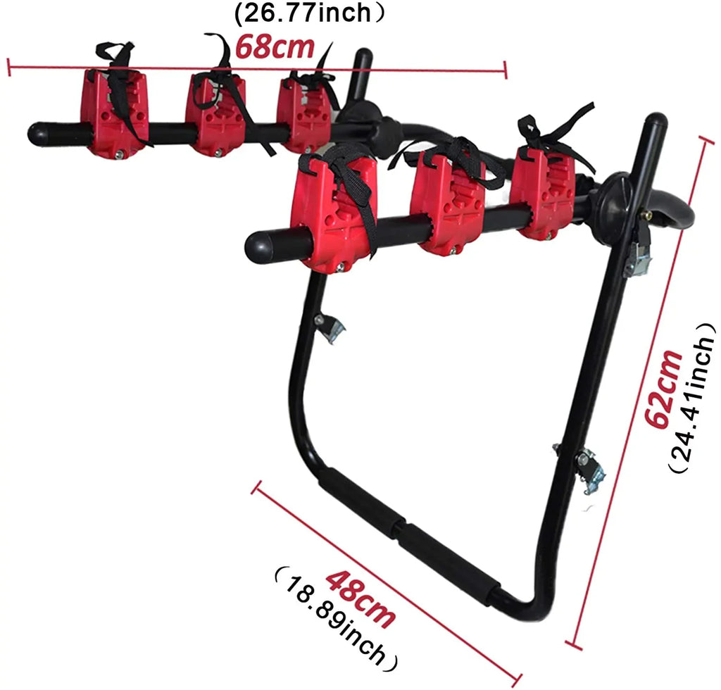 WUZSTAR 3-Bike Trunk Mount Rack Auto Hitch Mount Fit For Car Truck Carrier Van