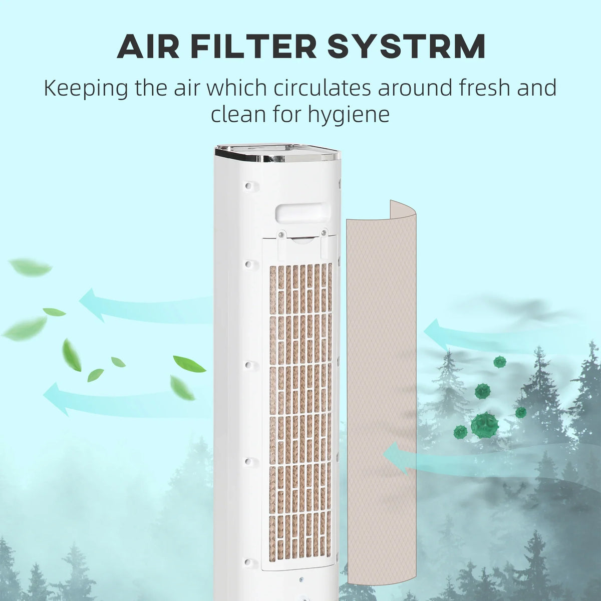 HOMCOM 42" Portable Evaporative Air Cooler, 3-In-1 Ice Cooling Fan Humidifier with Remote, Timer, Oscillating, LED Display, and 1.6 Gal Liquid Tank, White