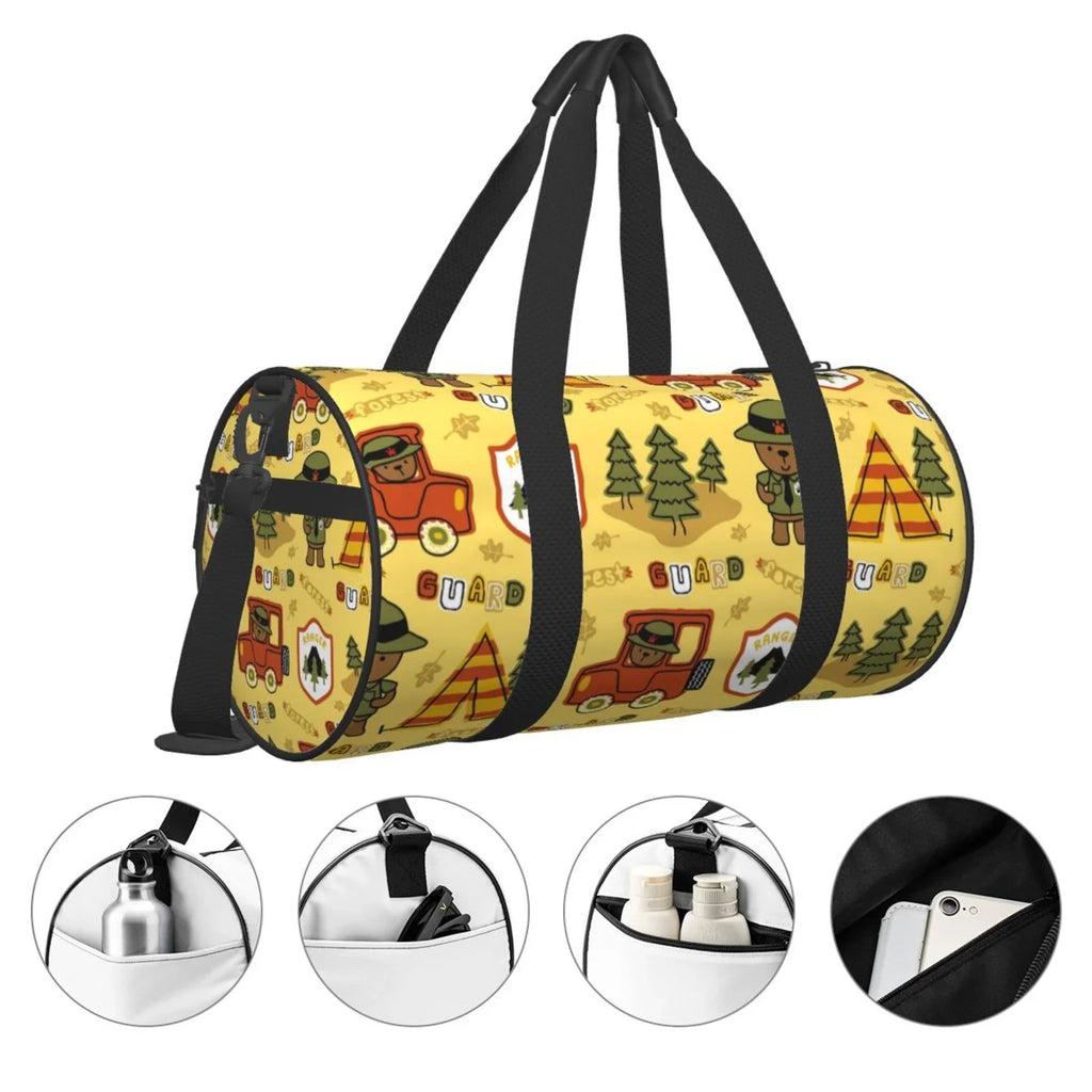 Coaee Forest Guard Large Capacity Travel Luggage Bag Cylinder Gym Bag Fluid Sports Bag with Pocket and Compartment