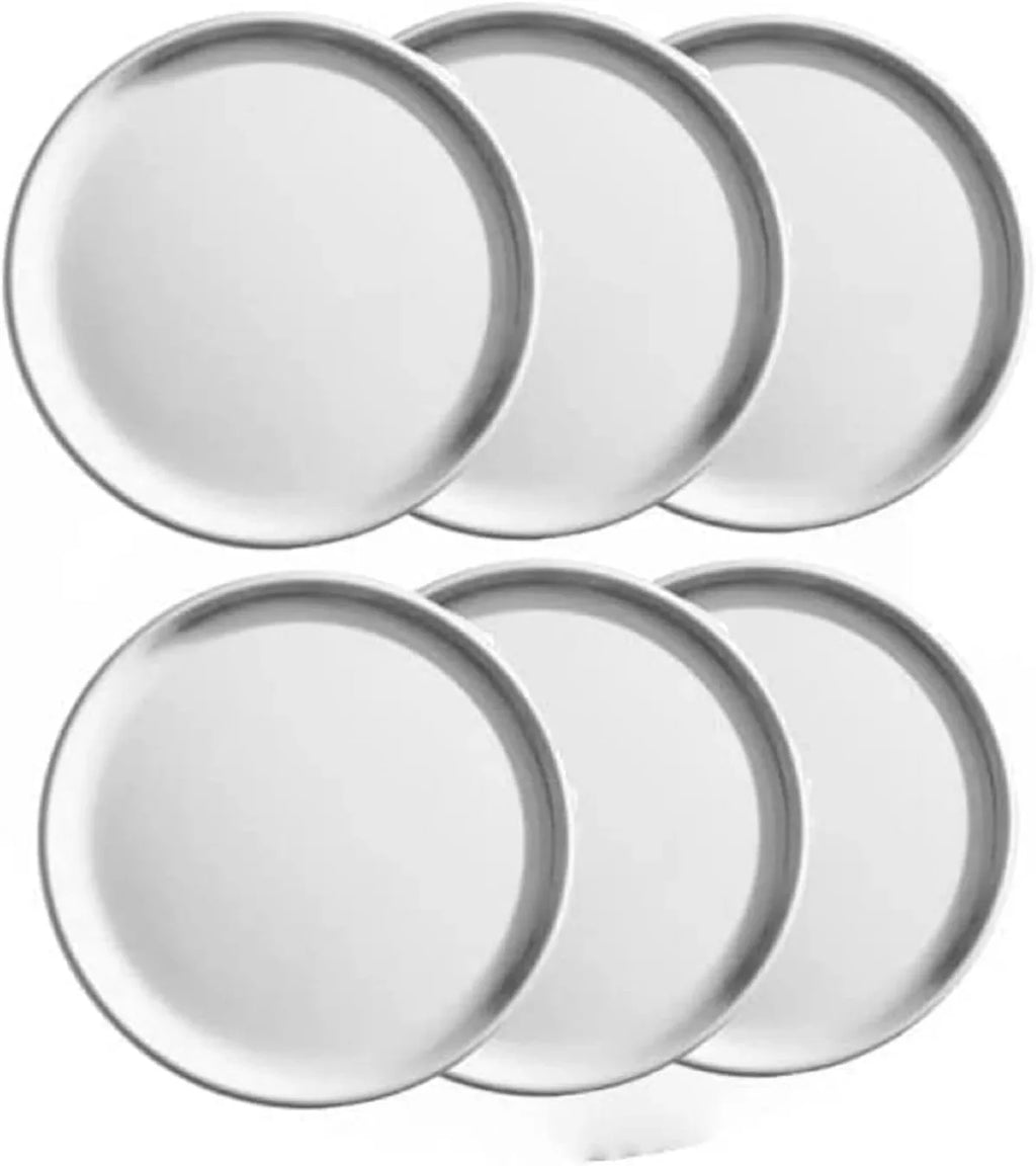 TrueCraftware- Set of 6 Aluminum 15” Pizza Tray Pan Coupe Style - Bakeware Round Pizza Pan Pizza Tray Baking Tray Round Baking Tray for Home Kitchen Pizzeria & Restaurants