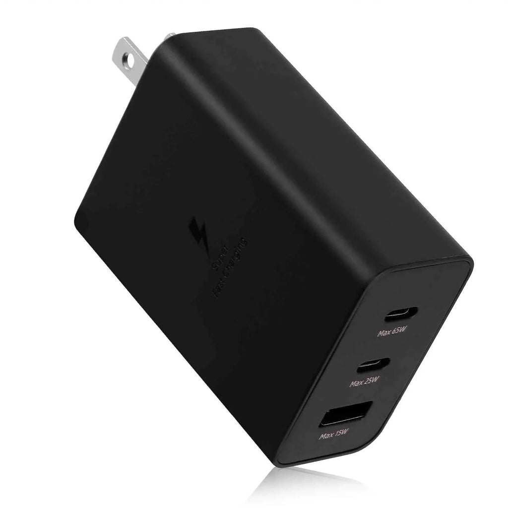 65W Fast Travel Charger with 3 Ports - USB & Dual USB-C High-Speed Charging for ZTE Axon 30 5G/Blade V30/nubia Red Magic 6R/Axon 30 Ultra 5G/Axon 30 Pro 5G iPhone, Galaxy, Portable computer Phones