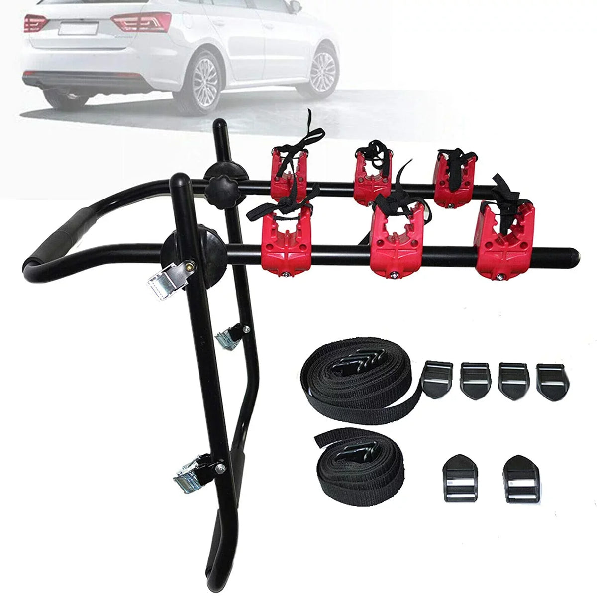 WUZSTAR 3-Bike Trunk Mount Rack Auto Hitch Mount Fit For Car Truck Carrier Van
