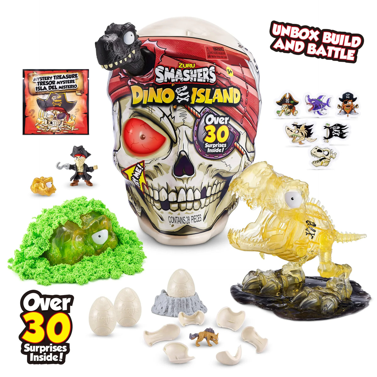 Smashers Dino Island Giant Skull (T-Rex) by ZURU with Over 30 Surprises, Mini Eggs and Figurines, Prehistoric Discovery Toy, Dinosaur Toys, Slime, Sand and More Age 5+