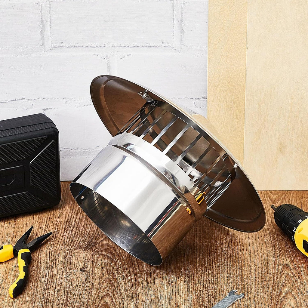 6 Inch Cone Top Chimney Cap Stainless Steel Cone Cap with Monitor Chimney Cover Outside Roof Silver Fireplace Monitor Cover Exterior Stove Channel Topper for Vent Flue Family Kitchen Cooking