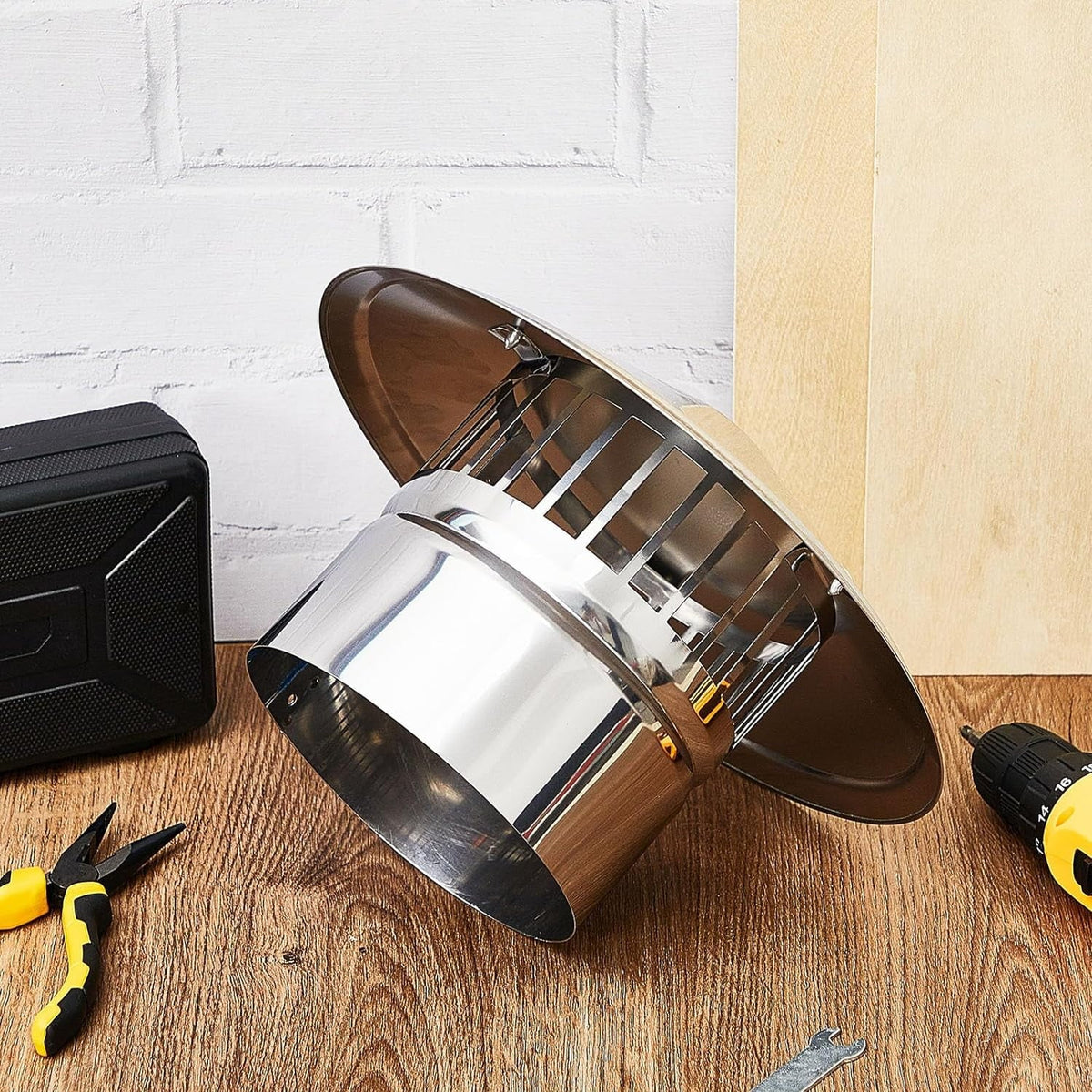 6 Inch Cone Top Chimney Cap Stainless Steel Cone Cap with Monitor Chimney Cover Outside Roof Silver Fireplace Monitor Cover Exterior Stove Channel Topper for Vent Flue Family Kitchen Cooking