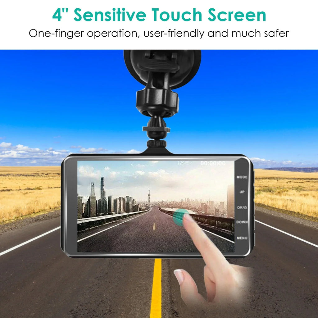Front and Rear 1080P Dashcams for Cars iMounTEK Dual Dash Cam with 4in Touch IPS Display Car Camera Driving Recorder for Taxi