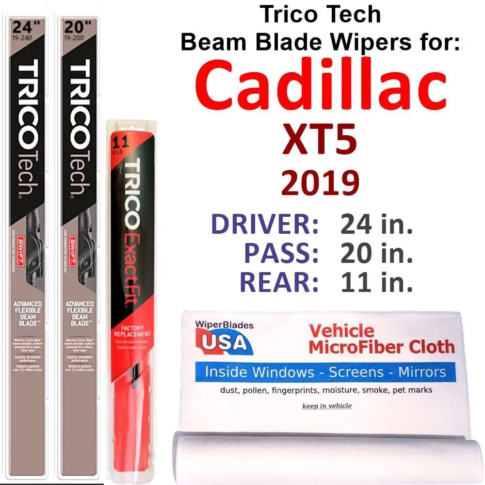 2019 Cadillac XT5 Luxury Beam Blade Wipers (Set of 3) w/Rear Wiper