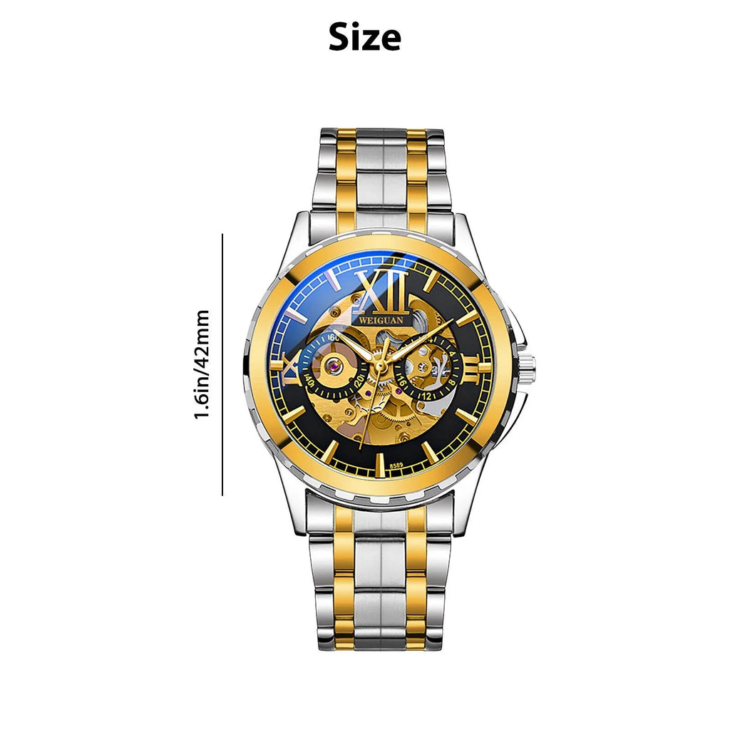 Men Luxury Watch Automatic Mechanical Stainless Steel Business Fluid Wrist