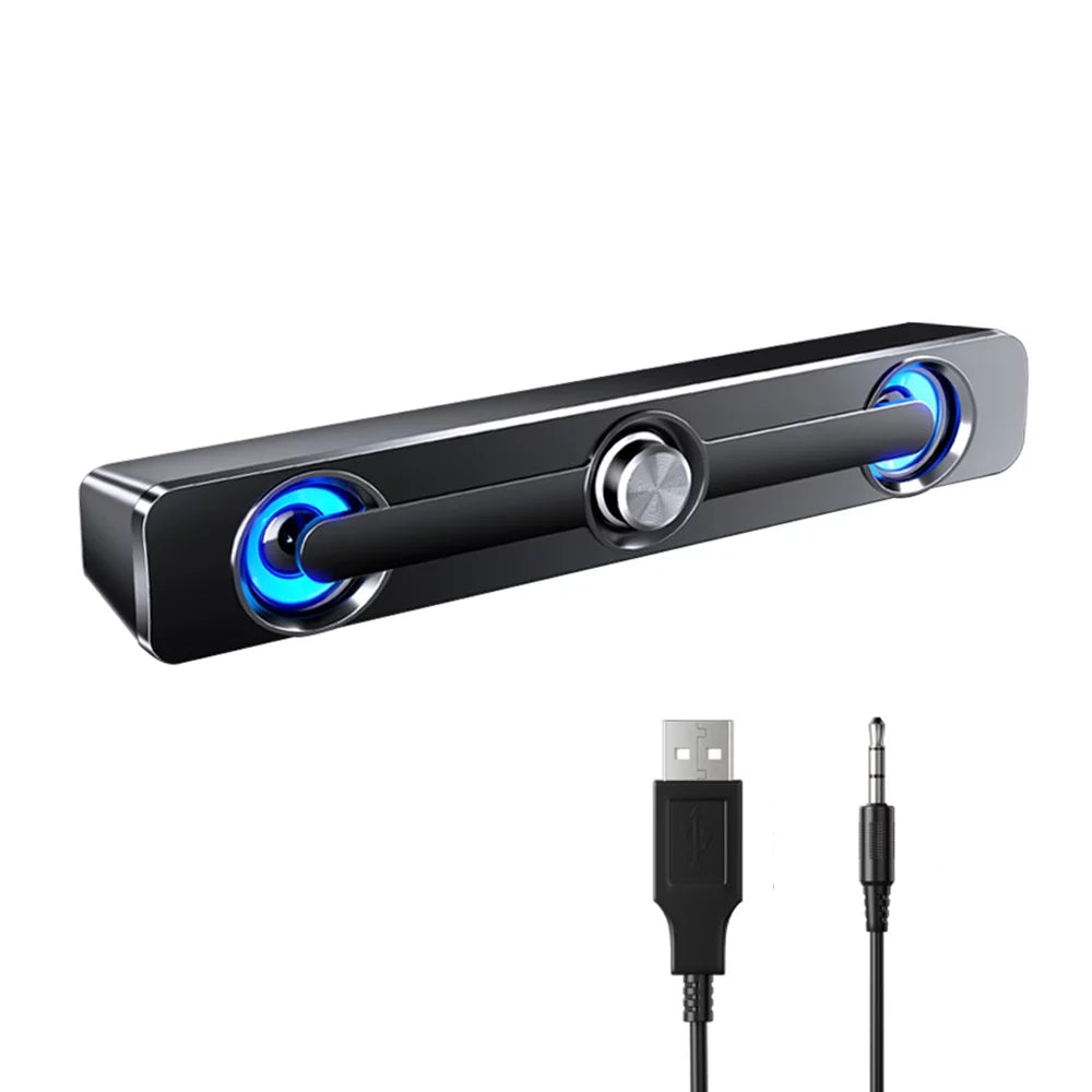 Wired Speaker, V-111 Computer Speaker USB Wired Powerful Bar Stereo Subwoofer Bass Speaker Surround Sound Box for PC Portable computer Phone Tablet MP3 MP4