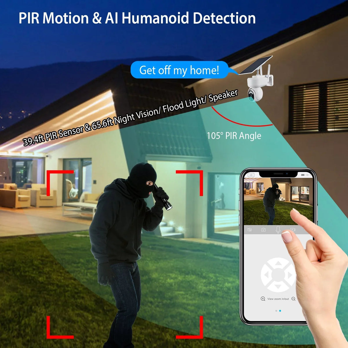 Solar WIFI Security Camera iMounTEK Wireless 1080P Color Flood Light Night Vision Battery Powered Surveillance Camera Human Detection Siren 2-Way Audio for Home Outdoor
