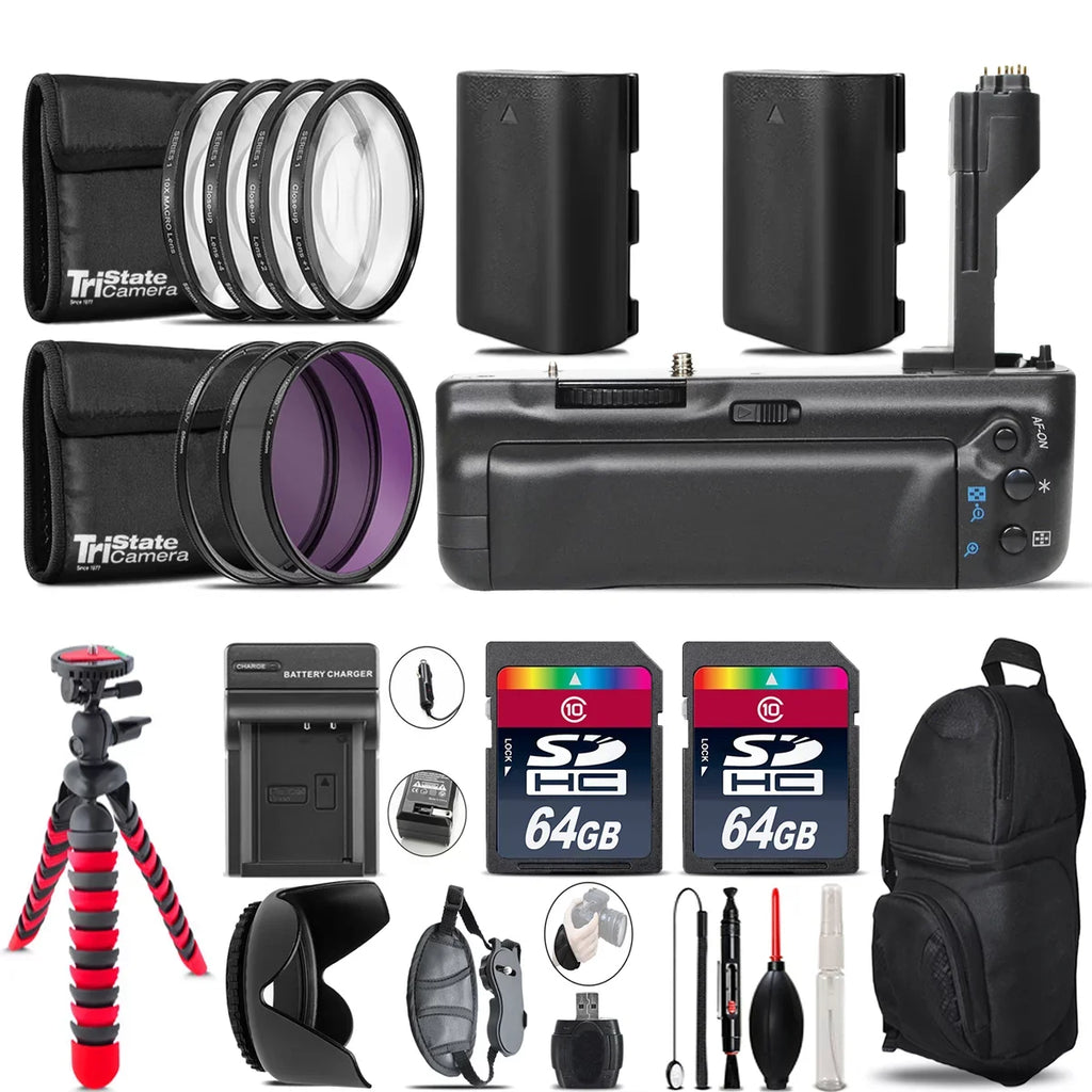 Battery Grip for 5D Mark III / 5DS + 2x LP-E6 Battries + 128GB Kit - 77mm