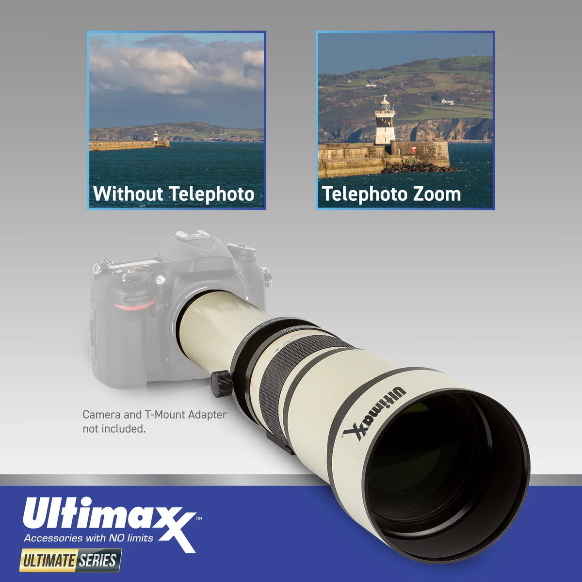 Ultimaxx 650 to 1300mm (with 2X- 1300-2600mm) f/8 Manual Telephoto Lens for F-Mount Cameras & More