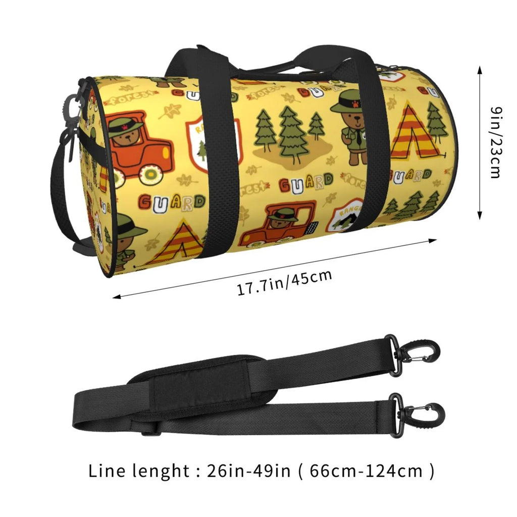 Coaee Forest Guard Large Capacity Travel Luggage Bag Cylinder Gym Bag Fluid Sports Bag with Pocket and Compartment