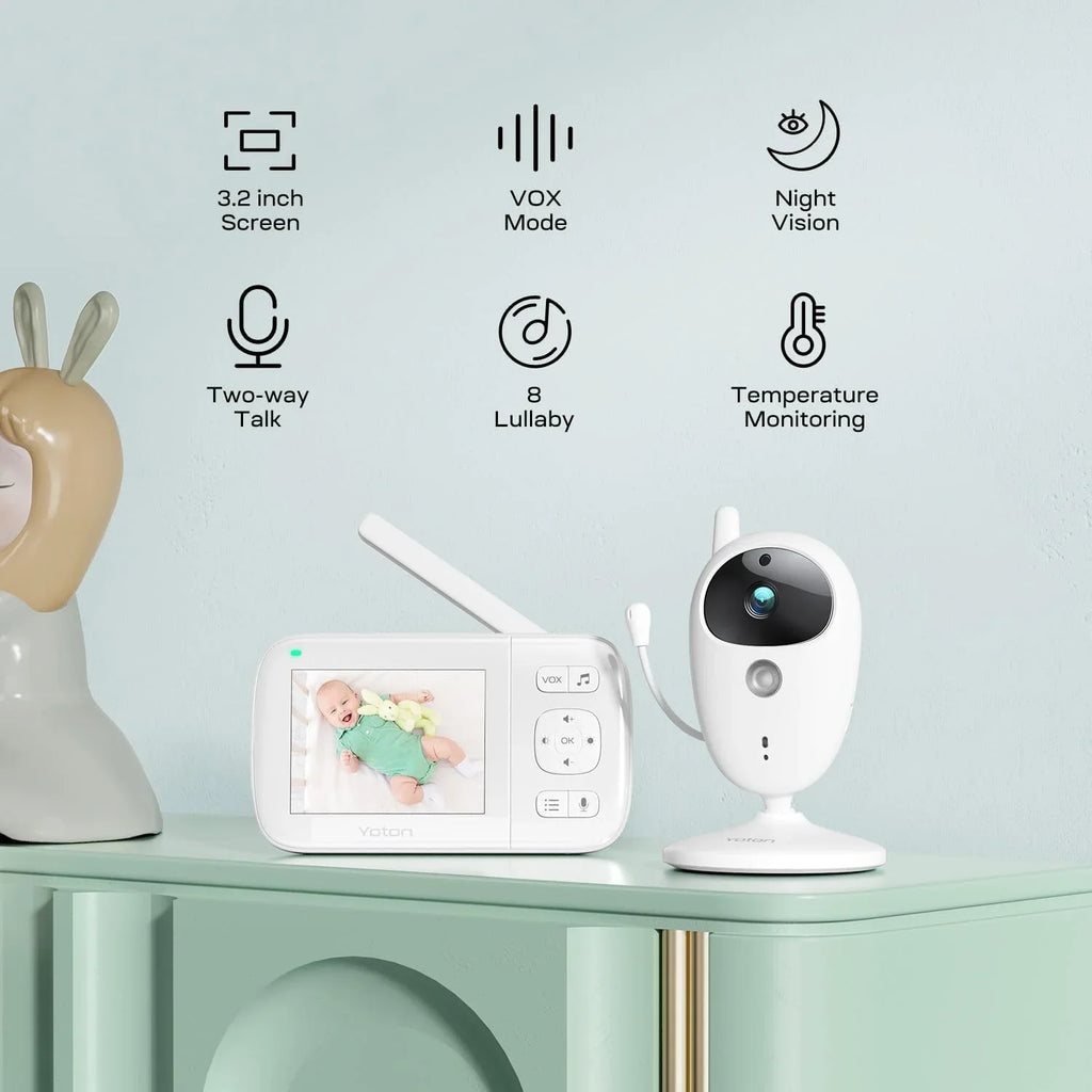 Yoton Baby Monitor with Camera, 3.5-inch LCD Display Home Security, 2.4GHz Wireless Digital Transmission, VOX Mode, Temperature Sensor, Night Vision, 8 Lullabies, Two Way Talk
