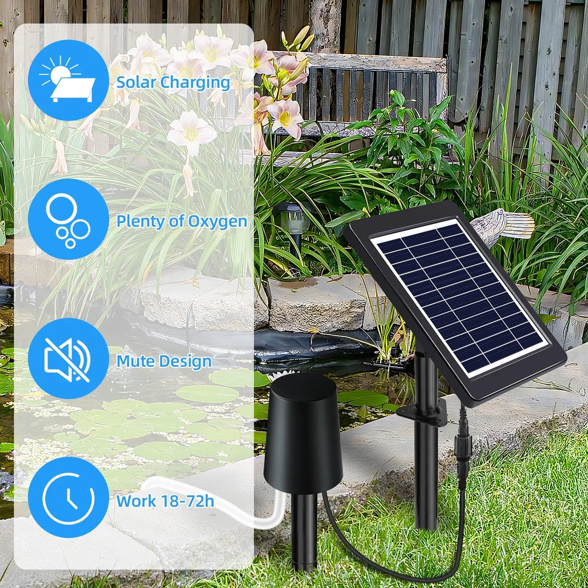 Anself Solar Pond Aerator with Air Pump, 3 Modes, 4W, No Noise, Efficient Oxygenation Pump, Ideal for Pond Stock Fishing Hydroponics