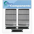 2 BBQ Grill Cooking Grates & 3 Heat Shield Plate Tent Replacement Parts for Charmglow 810-6320-V - Compatible Barbeque Porcelain Enameled Cast Iron Grid 19" & Flame Tamer, Flavorizer Bar