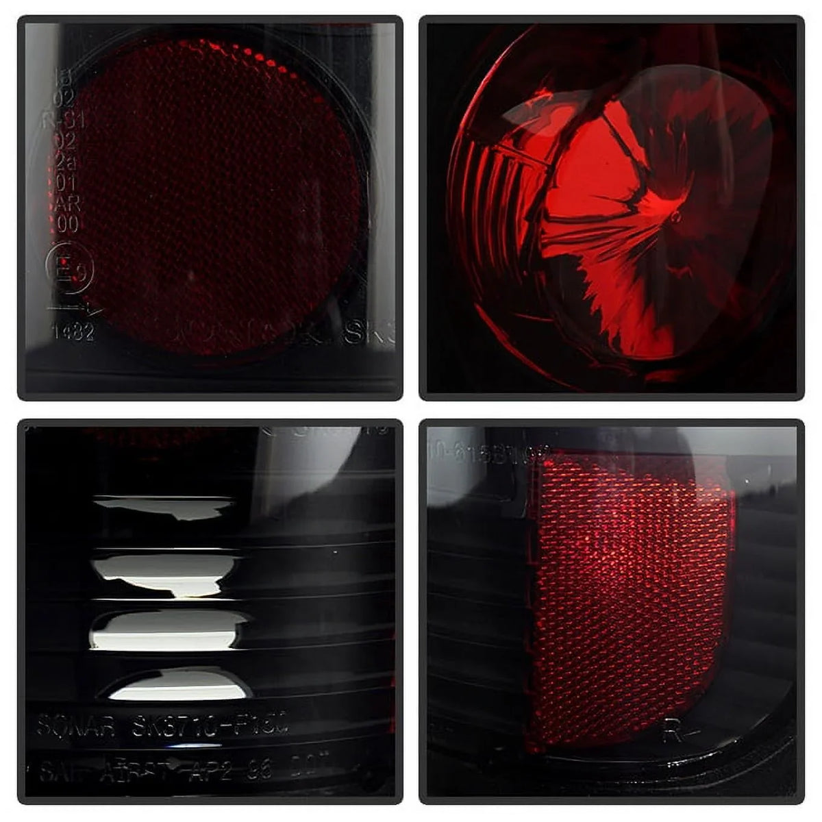 AKKON - For Black Smoked Ford 1999-2004 F250 F350 F450 F550 Superduty Dual Halo Projector LED Headlights + Tail Light Lamp