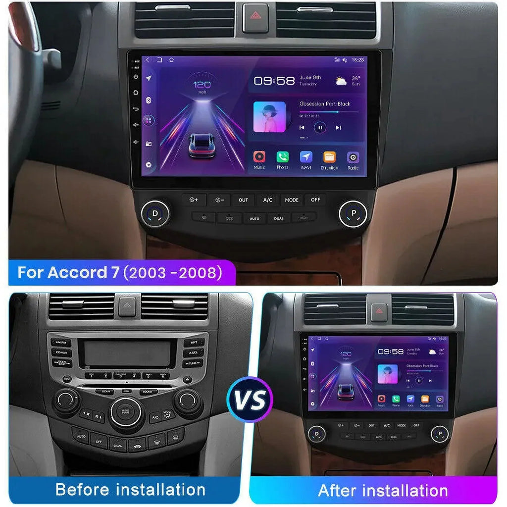 2+32G for Honda Accord 2003 to 2007 Wireless Carplay Android Auto Mirror Link 10.1'' Monitor Car Stereo Radio Android 13 Bluetooth GPS Wifi Hifi, AHD Backup Camera