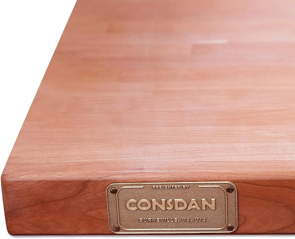 Butcher Block Counter Top, Grown Cherry Solid Hardwood Countertop, Wood Slabs For Kitchen, Reversible, Both Side Polished, Prefinished With Food-Safe Oil, 1.5" Thickness, 60" L X 25" W
