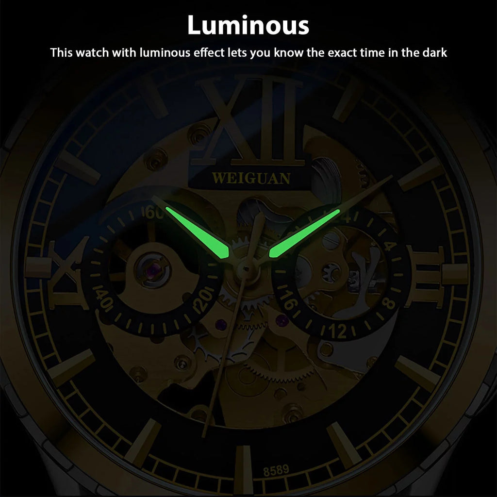 Men Luxury Watch Automatic Mechanical Stainless Steel Business Fluid Wrist