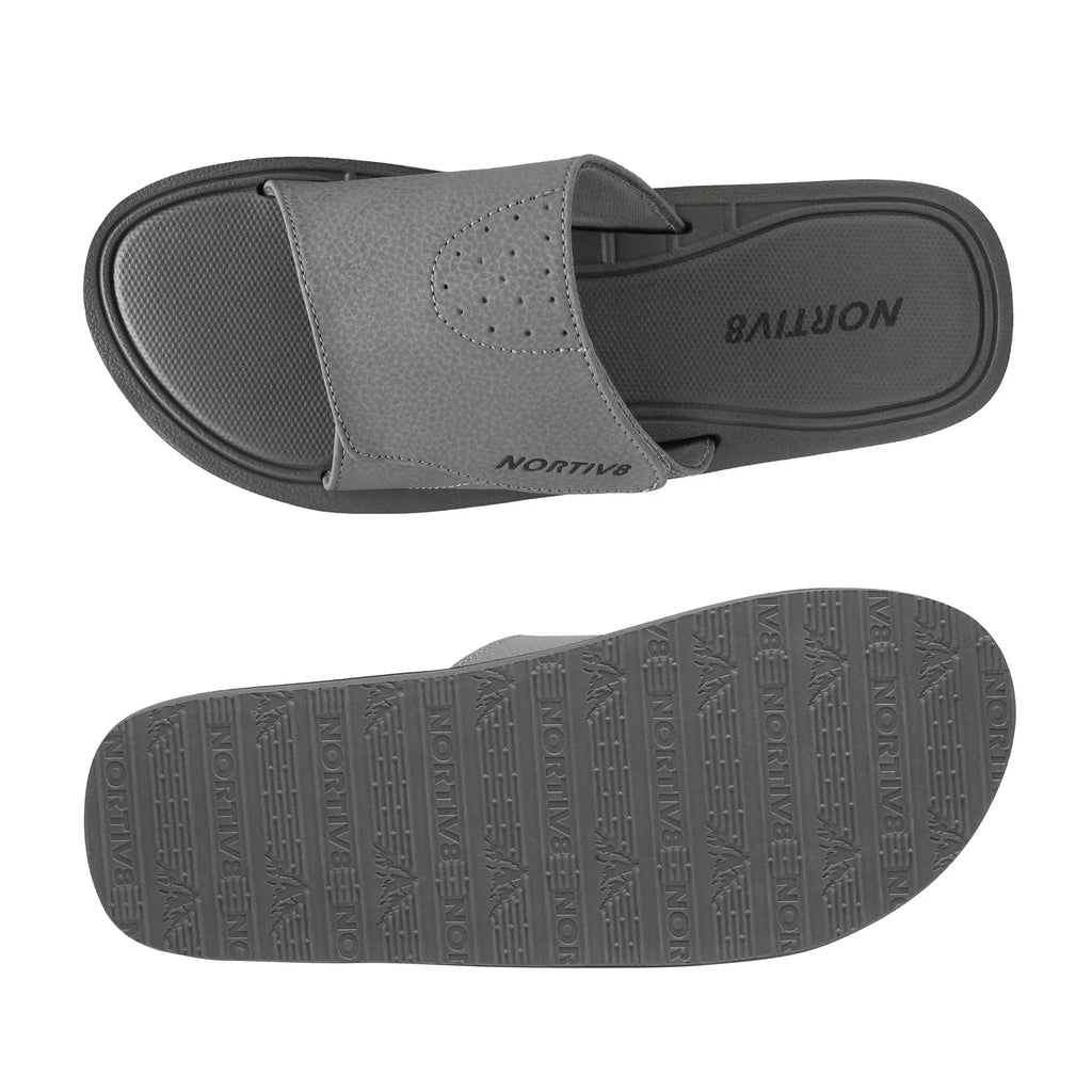 Nortiv8 Men's Memory Foam Adjustable Slide Sandals Comfort Lightweight Summer Beach Sandals Shoes FUSION GREY Size 11