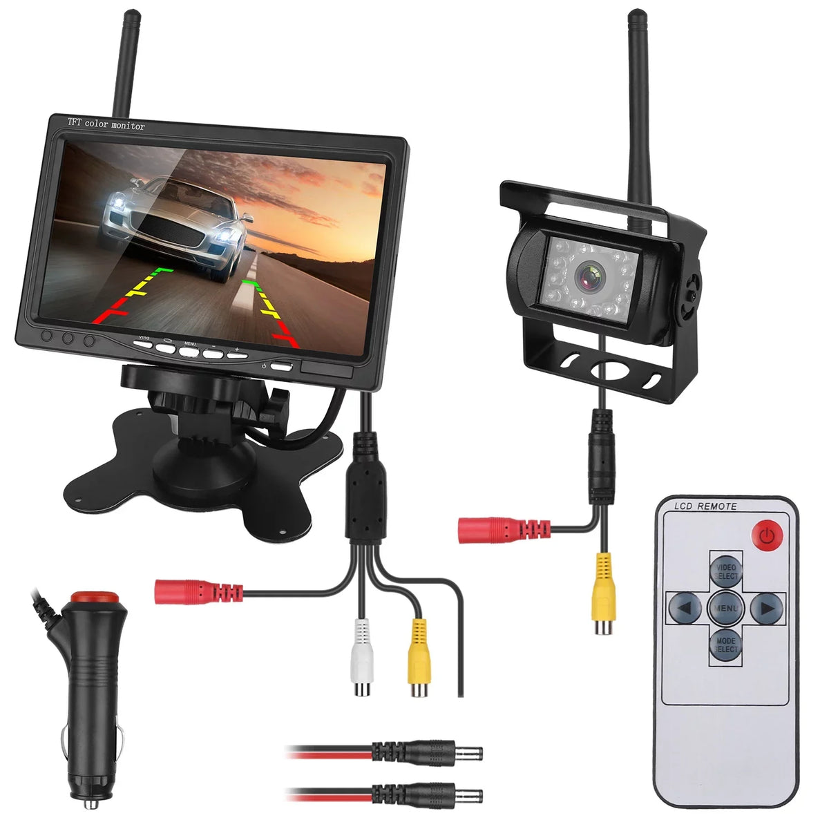 iMounTEK Wireless Backup Camera System Vehicle Rear View Monitor Kit IP67 Fluid Car Parking Reverse System with 7In Monitor Night Vision 2.4G Stable Signal for Car Trunk Van SUV