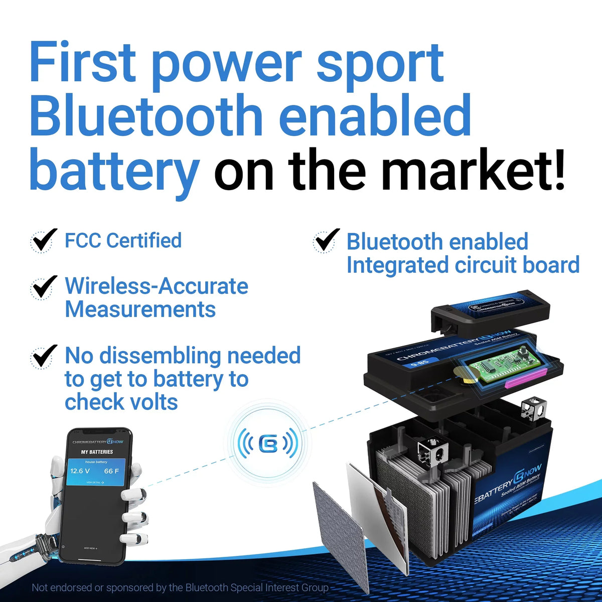 Chrome Battery Now Ytx20l-bs (20l-bs 12 Volt,18 Ah, 270 Cca) Chipset Wireless Smartphone Connectivity AGM Battery for Personal Liquid - Brp (sea-doo) 900 Gti 90 Years (2018 - 2020)