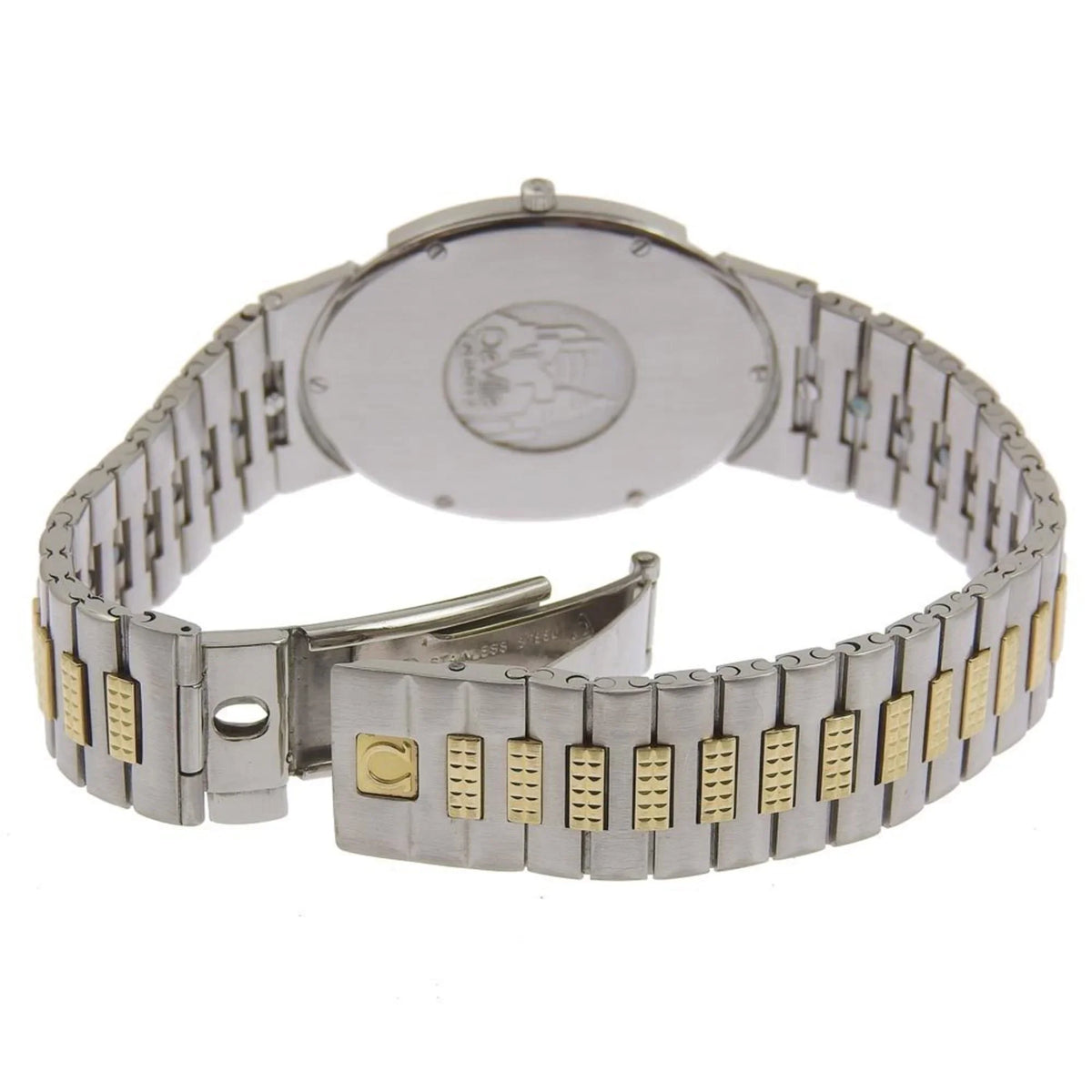Pre-Owned Omega OMEGA De Ville Watch Stainless Steel Swiss Made Silver/Gold Quartz Silver Dial Boys (Fair)